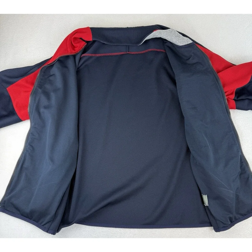 Nautica Competition Jacket Mens Large Red Blue Full Zip Track Sweater Bomber USA